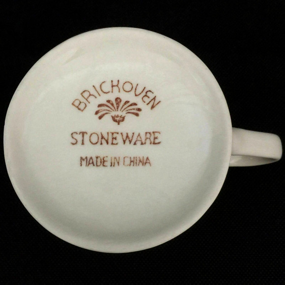 Brickoven Stoneware Coffee Mug Tea Cup Ivory Brown Stripe Vintage Lot of 4 - Picture 3 of 6